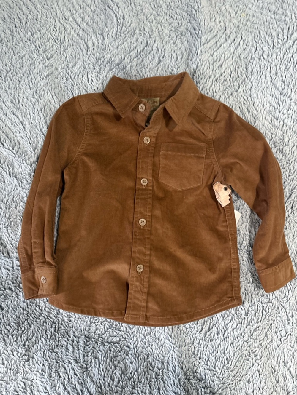 Telluride Boys 3t Corduroy Long Sleeve Brown Button Up Shirt Western Brand New